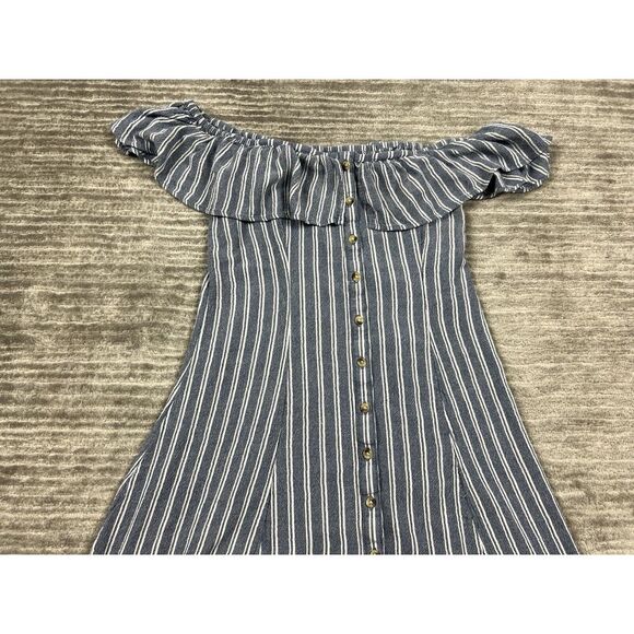 American Eagle Outfitters Top Womens Blue Striped Off‎ Shoulder Tunic Casual - Picture 2 of 12